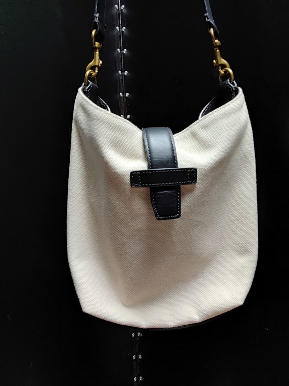 J. Crew Women's Canvas Bag Purse Shoulder Bag White & Black NWT